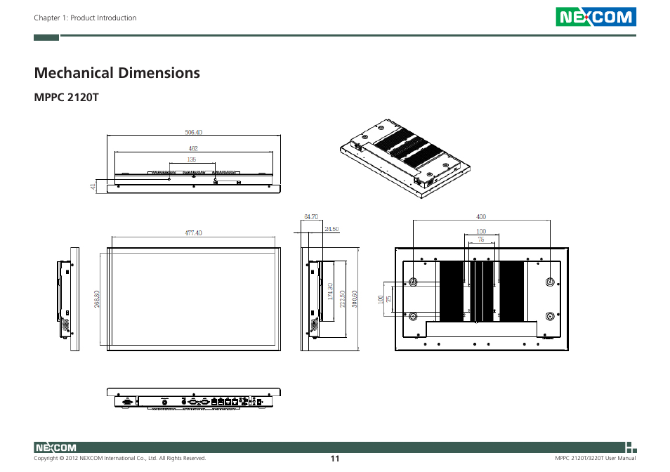 Mechanical dimensions, Mppc 2120t | NEXCOM MPPC 2120T User Manual | Page 27 / 113