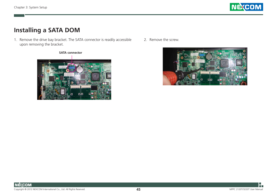 Installing a sata dom | NEXCOM MPPC 2120T User Manual | Page 61 / 113