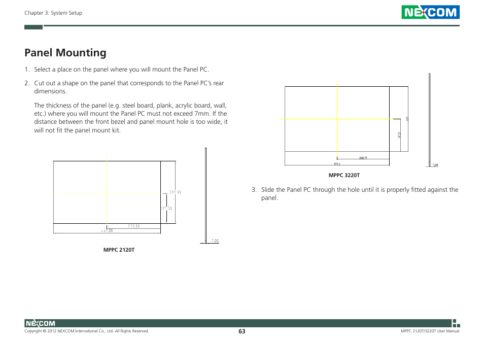 Panel mounting | NEXCOM MPPC 2120T User Manual | Page 79 / 113