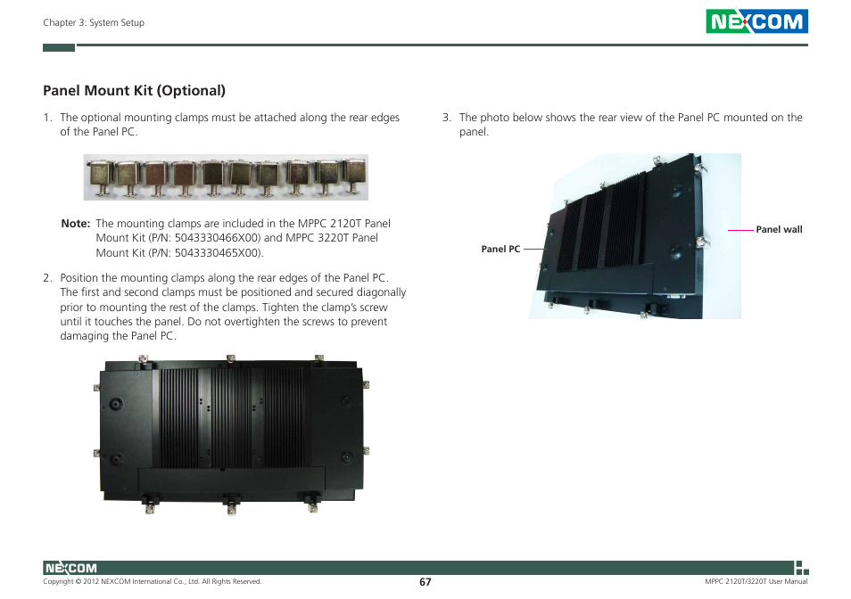 Panel mount kit (optional) | NEXCOM MPPC 2120T User Manual | Page 83 / 113