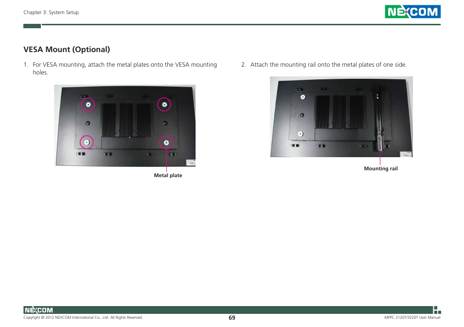 Vesa mount (optional) | NEXCOM MPPC 2120T User Manual | Page 85 / 113