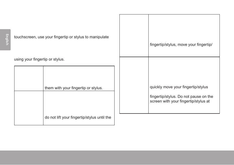 Touchscreen actions | COBY electronic Kyros MID7005-4G User Manual | Page 10 / 42