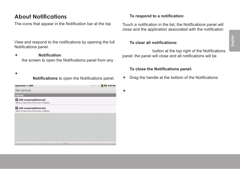 About notifications | COBY electronic Kyros MID7005-4G User Manual | Page 21 / 42