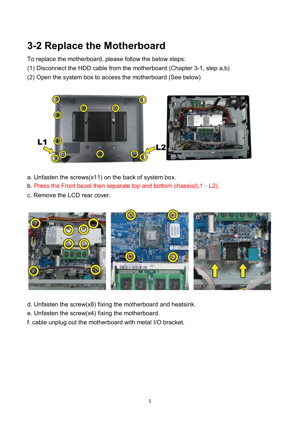 2 replace the motherboard | NEXCOM NPT 1550 User Manual | Page 12 / 41