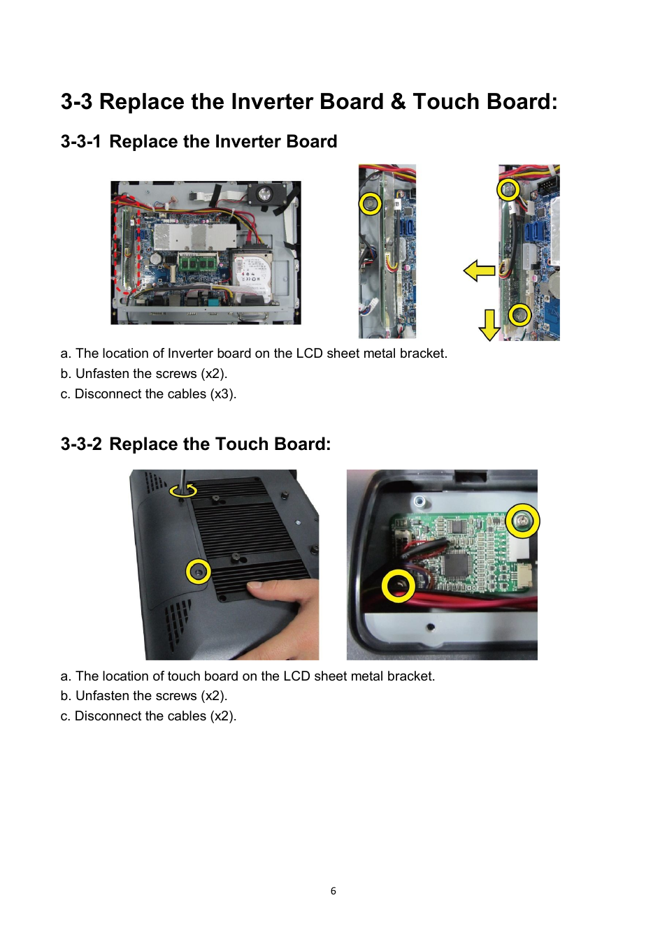 3 replace the inverter board & touch board | NEXCOM NPT 1550 User Manual | Page 13 / 41