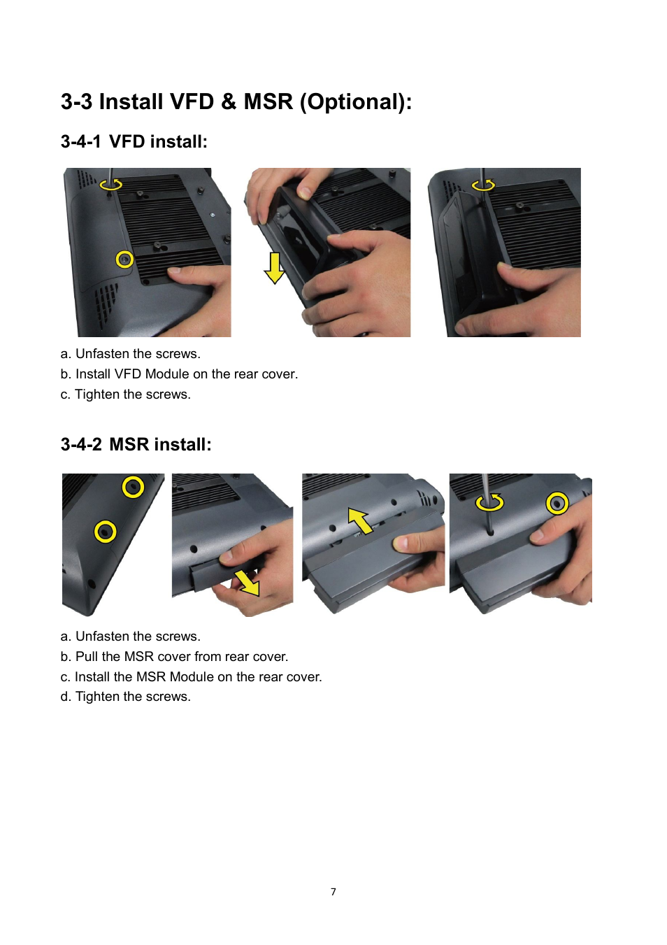 3 install vfd & msr (optional) | NEXCOM NPT 1550 User Manual | Page 14 / 41