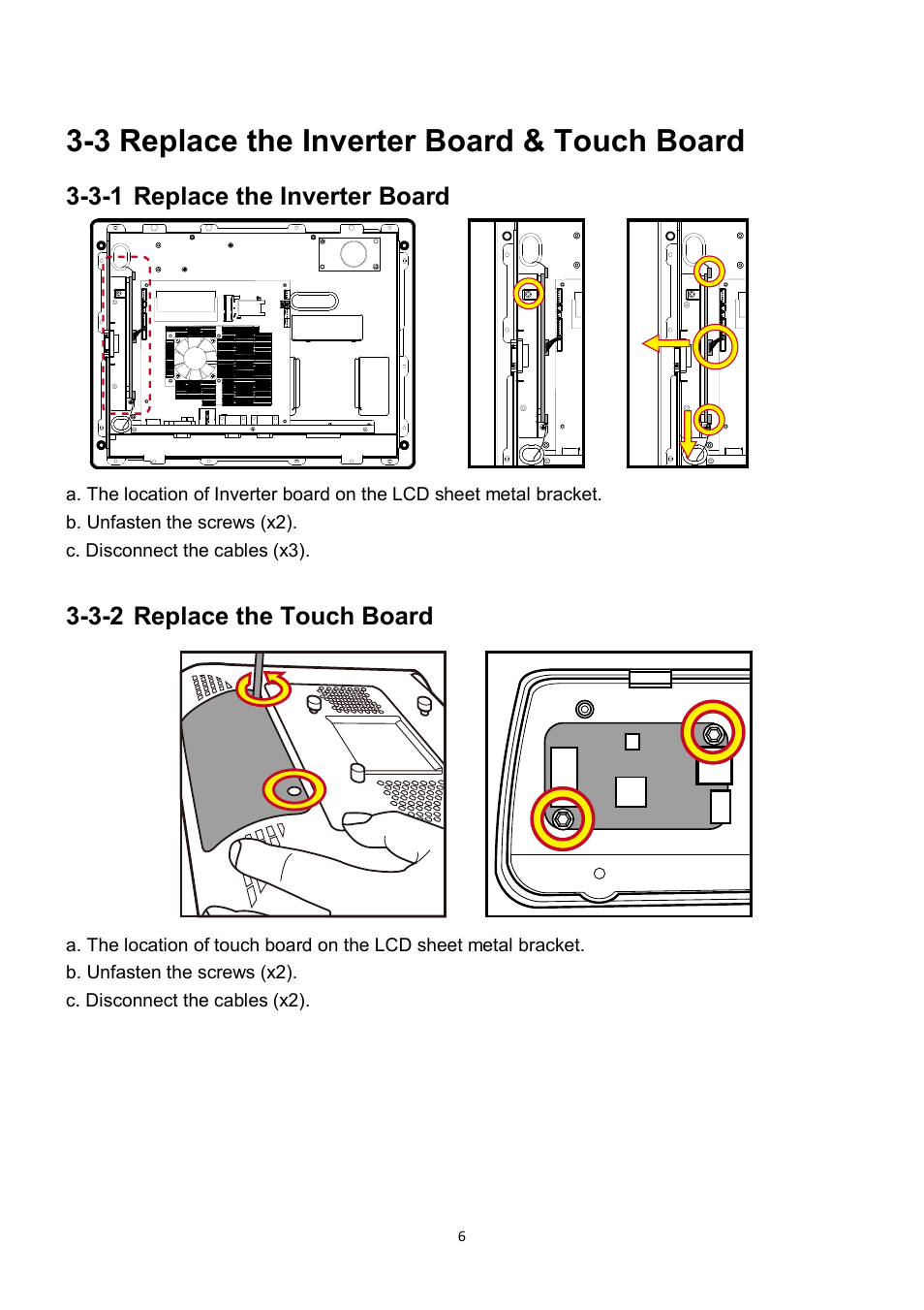 3 replace the inverter board & touch board | NEXCOM NPT 5850 User Manual | Page 12 / 45