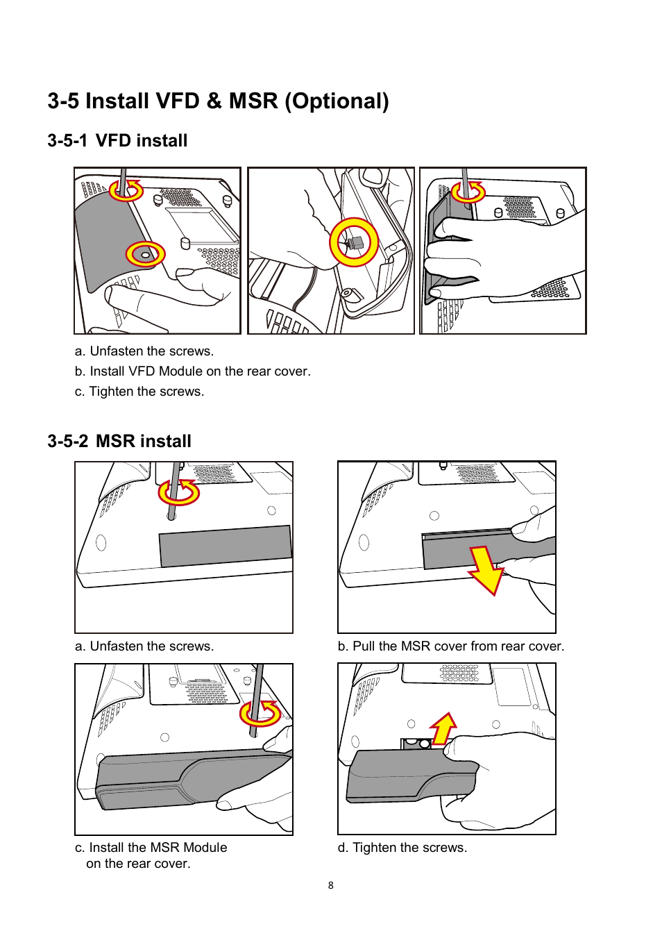 5 install vfd & msr (optional) | NEXCOM NPT 5850 User Manual | Page 14 / 45