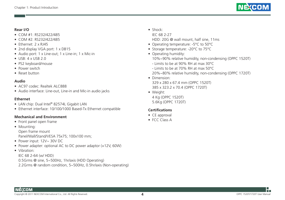 NEXCOM OPPC 1520T User Manual | Page 19 / 110