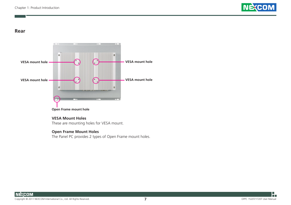 Rear | NEXCOM OPPC 1520T User Manual | Page 22 / 110