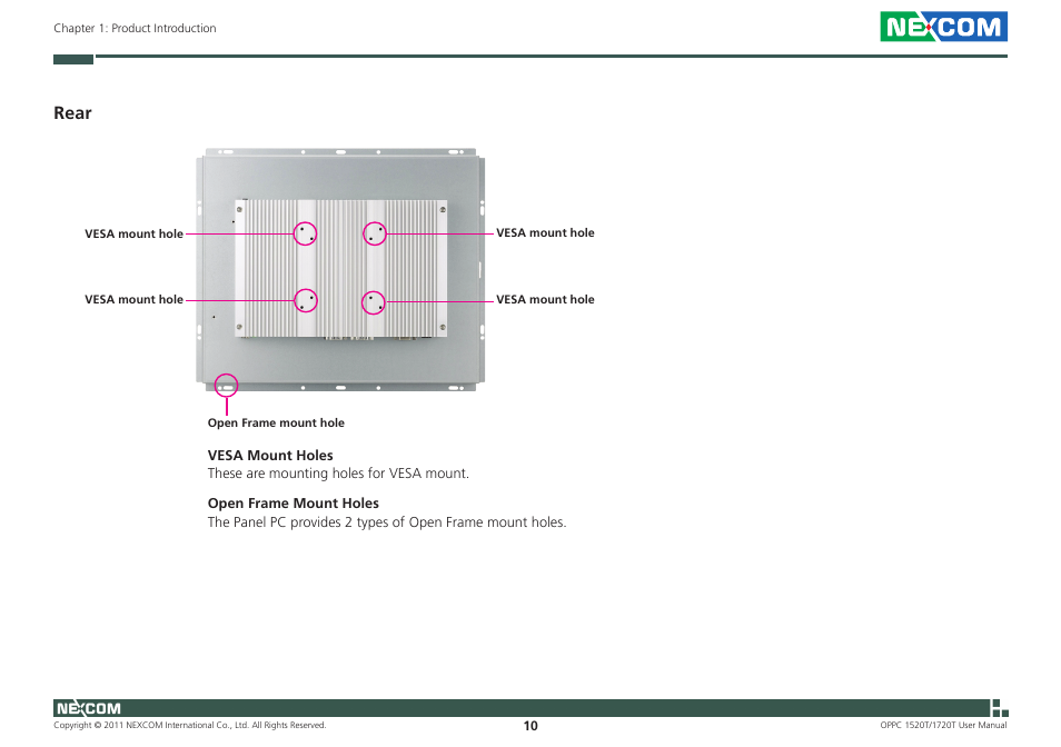 Rear | NEXCOM OPPC 1520T User Manual | Page 25 / 110