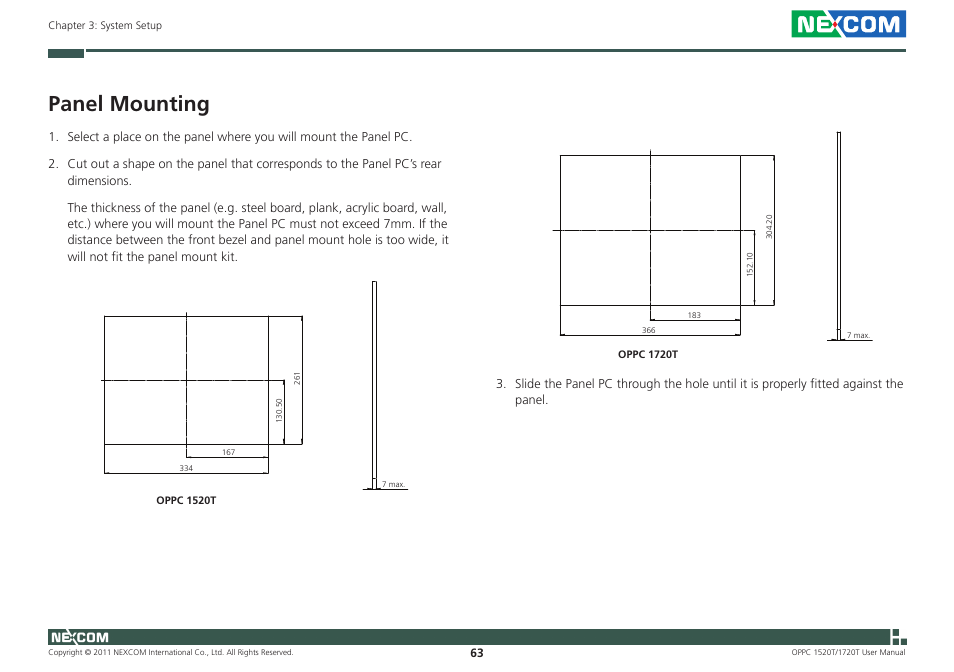 Panel mounting | NEXCOM OPPC 1520T User Manual | Page 78 / 110