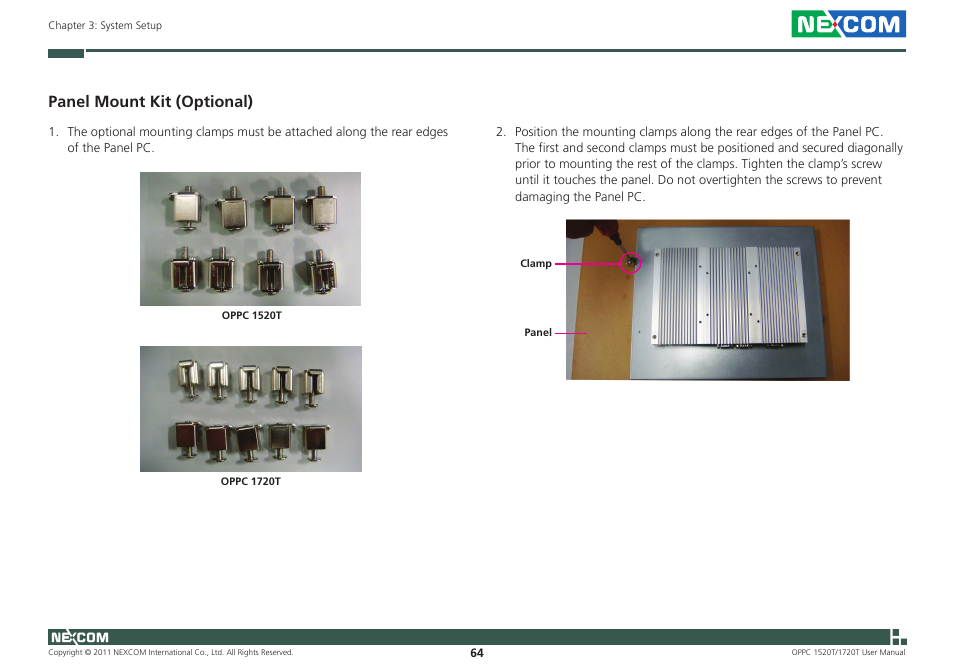 Panel mount kit (optional) | NEXCOM OPPC 1520T User Manual | Page 79 / 110