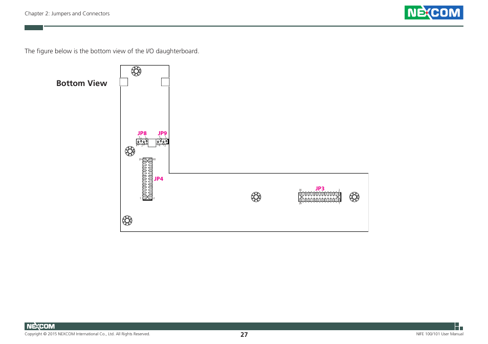 Bottom view, Jp8 jp9 jp3 jp4 | NEXCOM NIFE 100 User Manual | Page 41 / 80