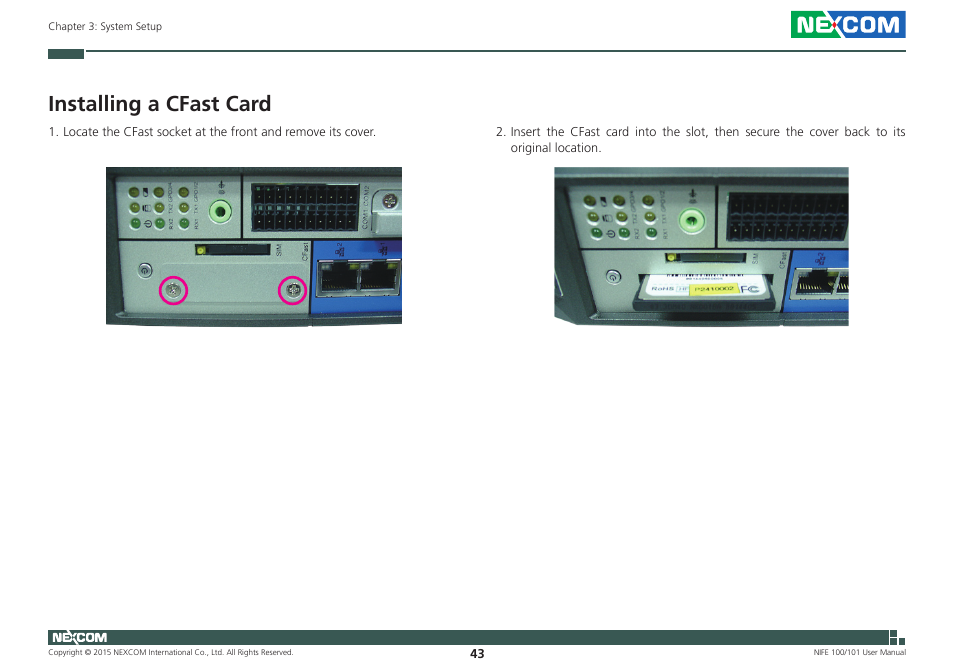 Installing a cfast card | NEXCOM NIFE 100 User Manual | Page 57 / 80