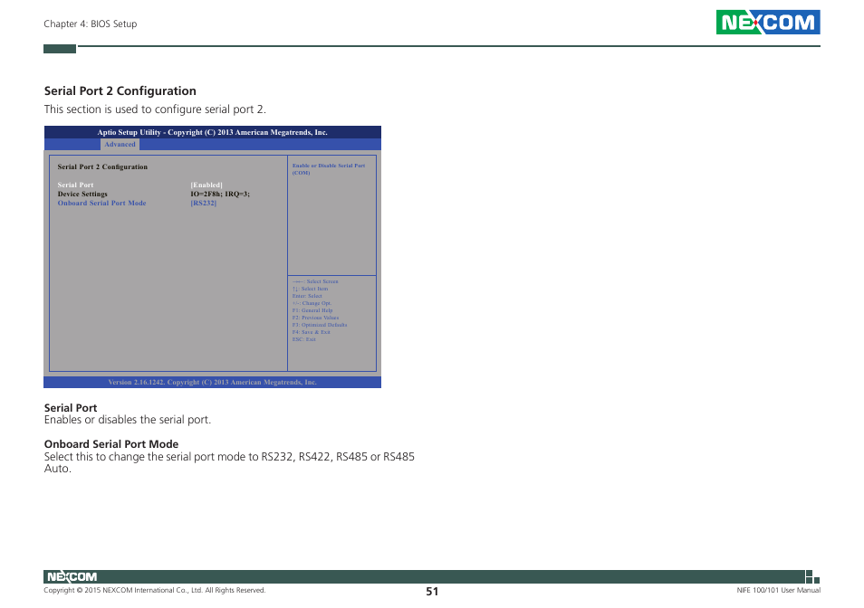 Serial port 2 configuration | NEXCOM NIFE 100 User Manual | Page 65 / 80