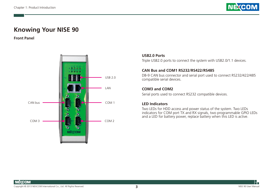 Knowing your nise 90 | NEXCOM NISE 90 User Manual | Page 17 / 67