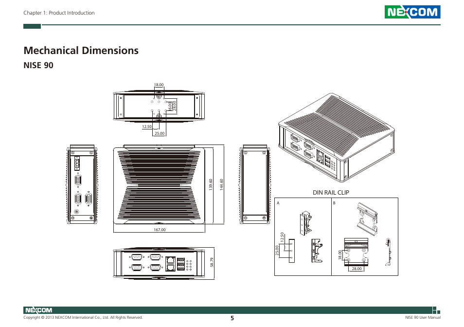 Mechanical dimensions, Nise 90 | NEXCOM NISE 90 User Manual | Page 19 / 67