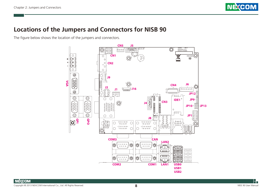 Chapter 2: jumpers and connectors | NEXCOM NISE 90 User Manual | Page 22 / 67