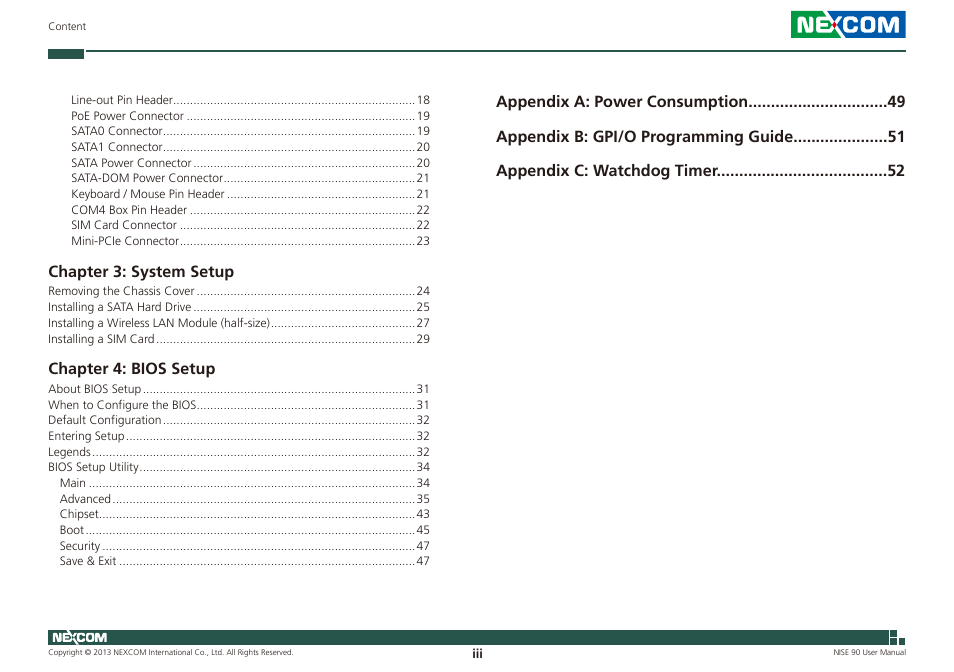 NEXCOM NISE 90 User Manual | Page 3 / 67