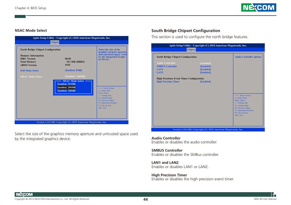 South bridge chipset configuration | NEXCOM NISE 90 User Manual | Page 58 / 67