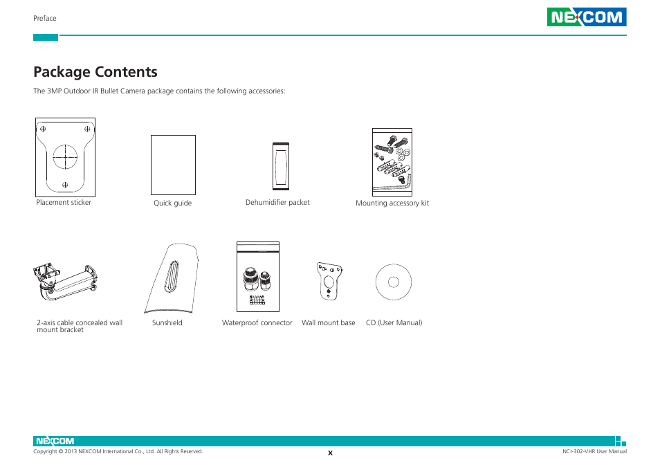 Package contents | NEXCOM NCr-302-VHR User Manual | Page 10 / 66