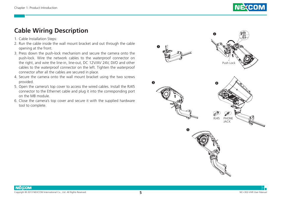Cable wiring description | NEXCOM NCr-302-VHR User Manual | Page 15 / 66