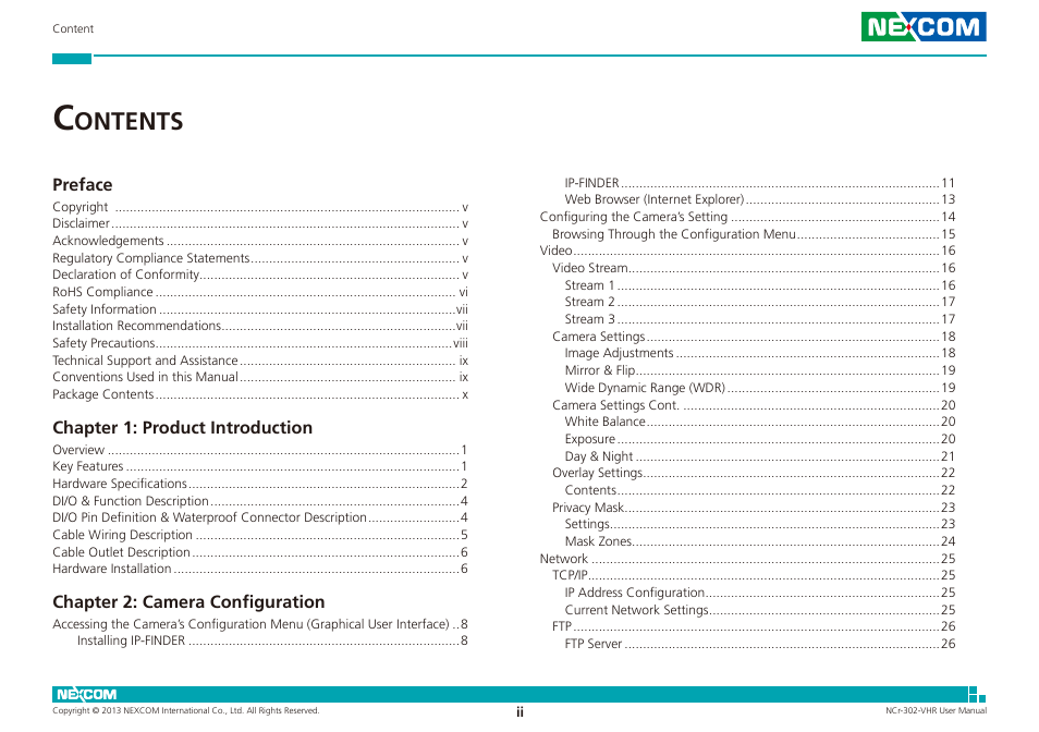 Ontents | NEXCOM NCr-302-VHR User Manual | Page 2 / 66