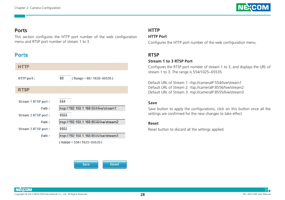Ports, Http, Rtsp | Http rtsp | NEXCOM NCr-302-VHR User Manual | Page 38 / 66