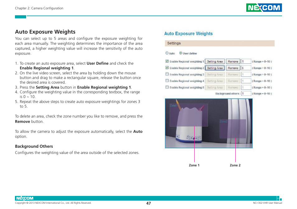 Auto exposure weights | NEXCOM NCr-302-VHR User Manual | Page 57 / 66