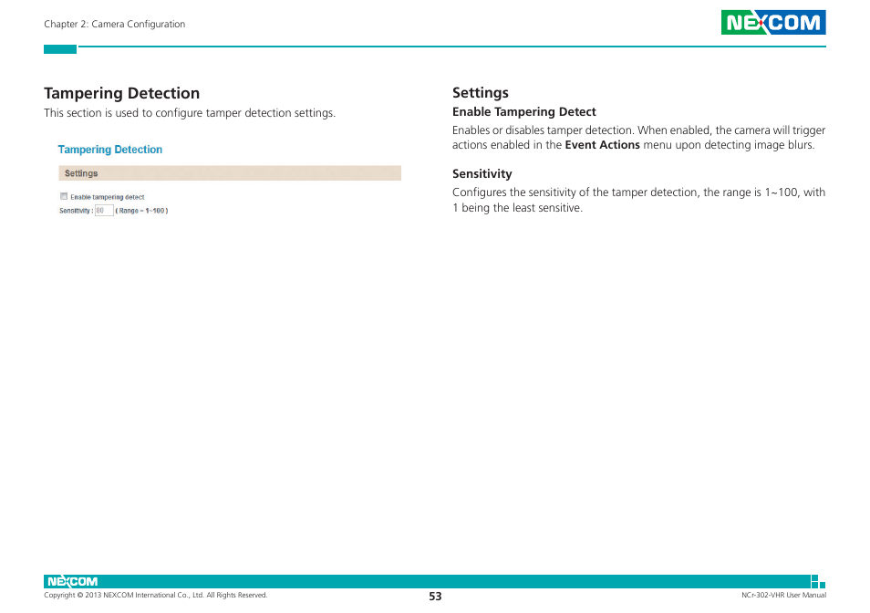 Tampering detection, Settings | NEXCOM NCr-302-VHR User Manual | Page 63 / 66