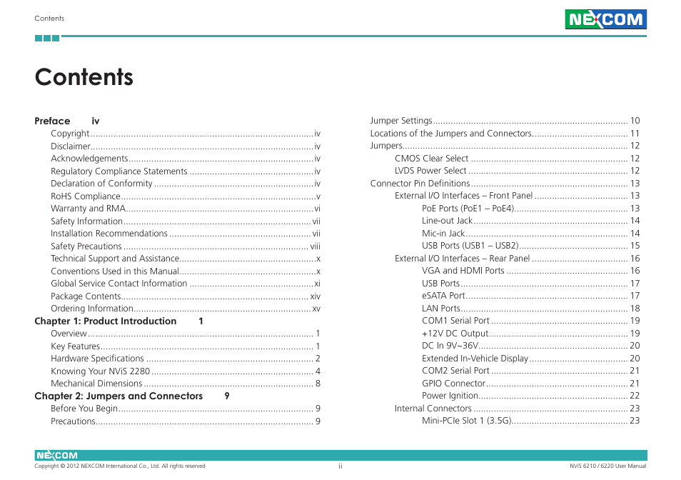 NEXCOM NViS 2280 User Manual | Page 2 / 98