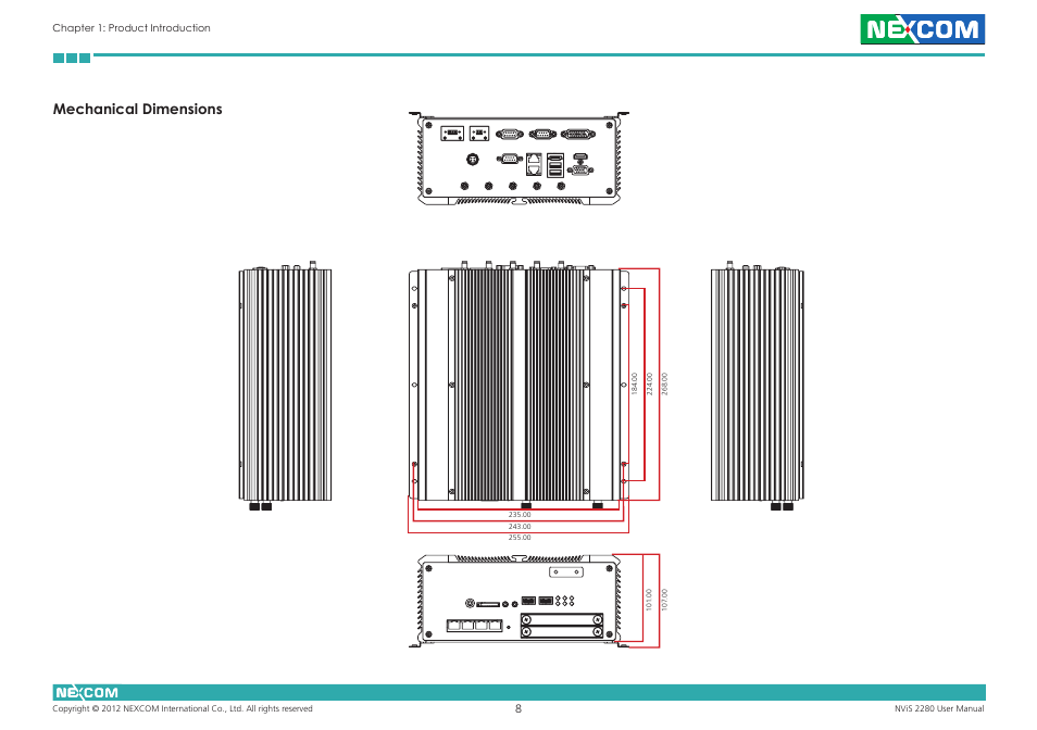 Mechanical dimensions | NEXCOM NViS 2280 User Manual | Page 21 / 98