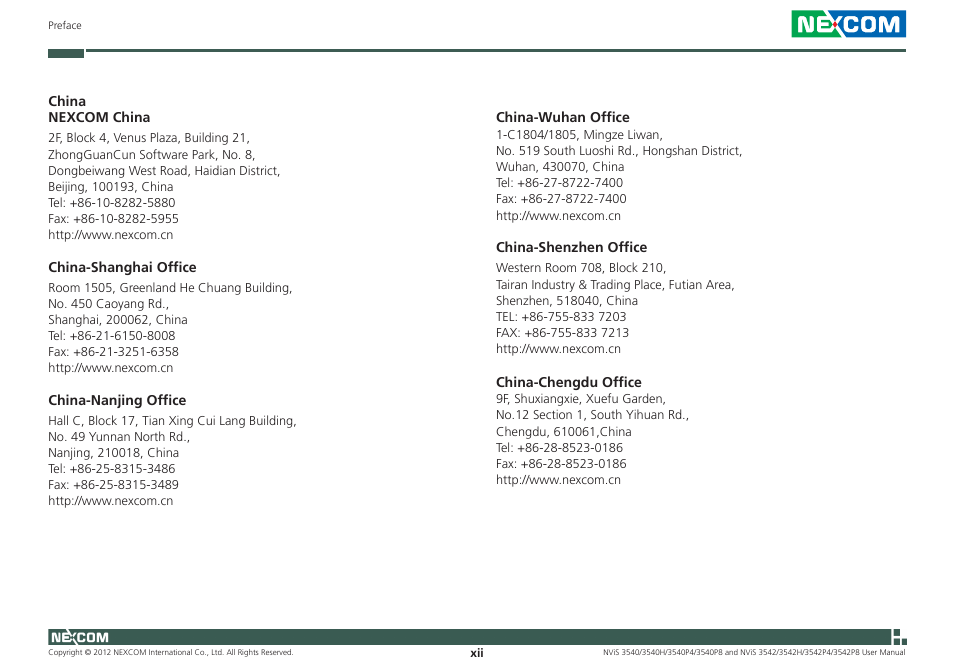 NEXCOM NViS 3542 User Manual | Page 12 / 159