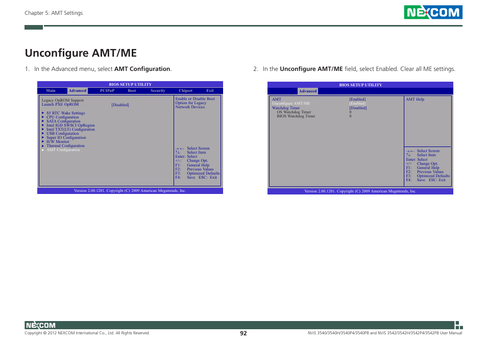 Unconfigure amt/me | NEXCOM NViS 3542 User Manual | Page 129 / 159