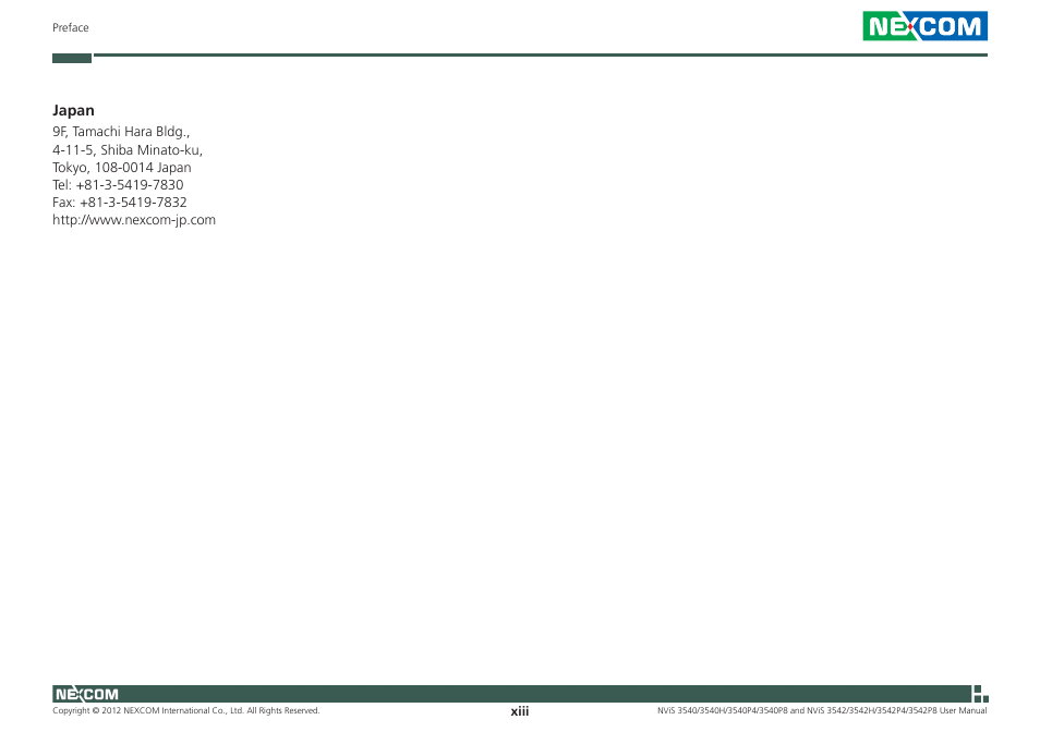 NEXCOM NViS 3542 User Manual | Page 13 / 159