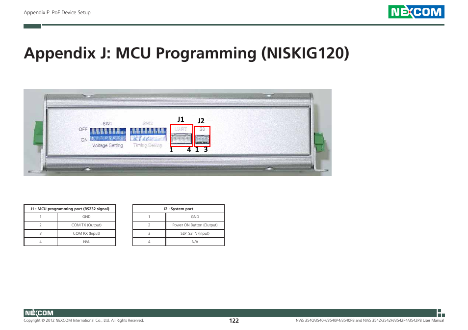 Appendix j: mcu programming (niskig120) | NEXCOM NViS 3542 User Manual | Page 159 / 159