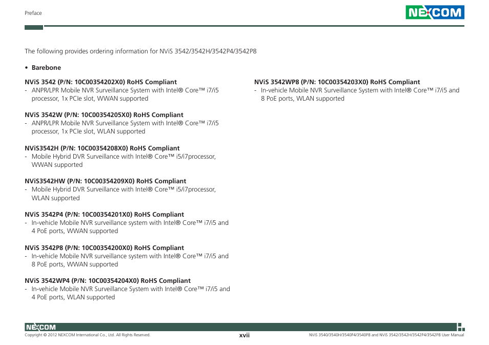 NEXCOM NViS 3542 User Manual | Page 17 / 159