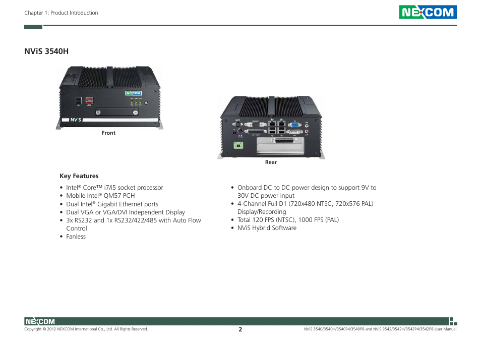 Nvis 3540h | NEXCOM NViS 3542 User Manual | Page 19 / 159