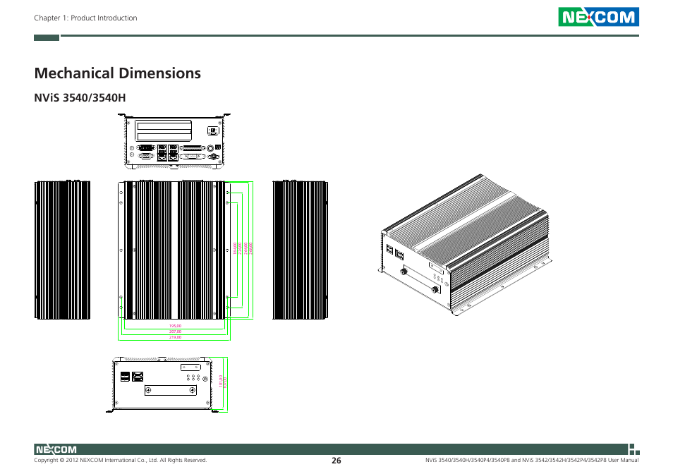 Mechanical dimensions | NEXCOM NViS 3542 User Manual | Page 43 / 159