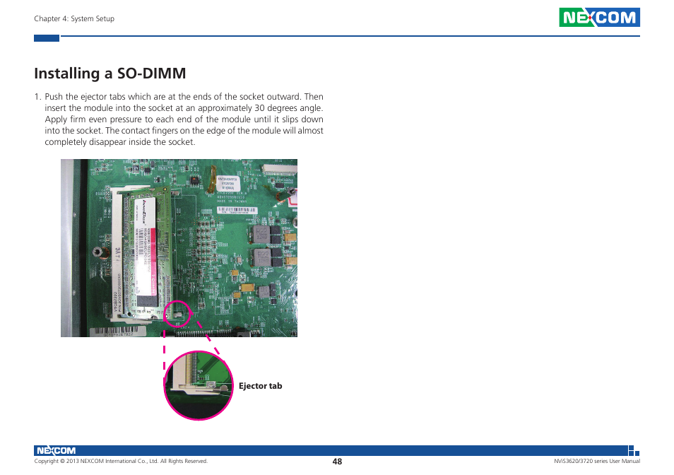 Installing a so-dimm | NEXCOM NViS 3620 User Manual | Page 62 / 111
