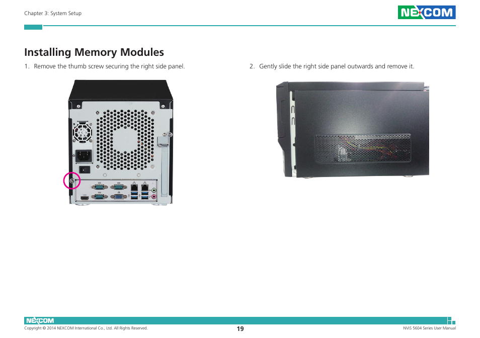 Installing memory modules | NEXCOM NViS 5604-i5 User Manual | Page 33 / 73