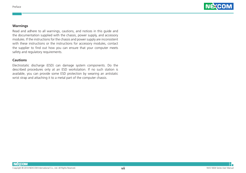 NEXCOM NViS 5604-i5 User Manual | Page 7 / 73