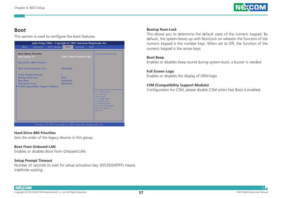 Boot | NEXCOM NViS 5604-i5 User Manual | Page 71 / 73