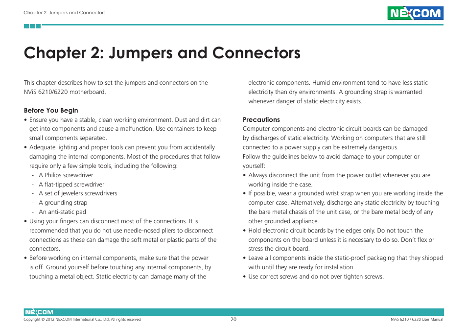 Chapter 2: jumpers and connectors | NEXCOM NViS 6220 User Manual | Page 33 / 79