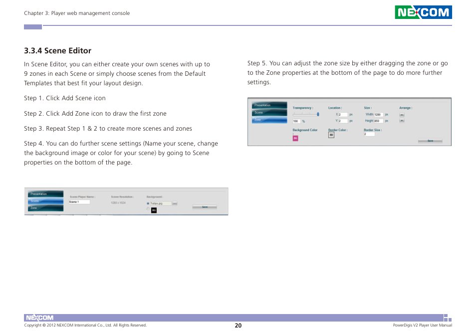 4 scene editor | NEXCOM PDSP 0811 User Manual | Page 23 / 55