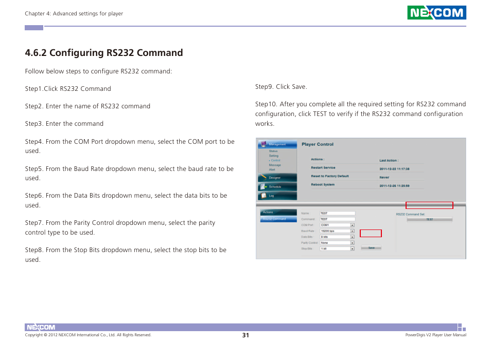 2 configuring rs232 command | NEXCOM PDSP 0811 User Manual | Page 34 / 55