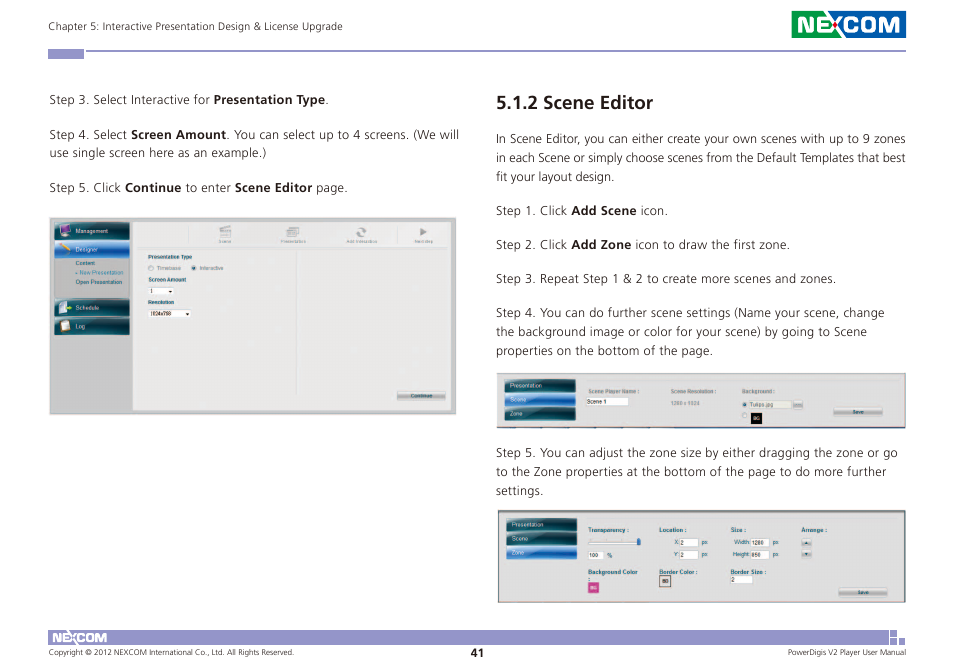 2 scene editor | NEXCOM PDSP 0811 User Manual | Page 44 / 55