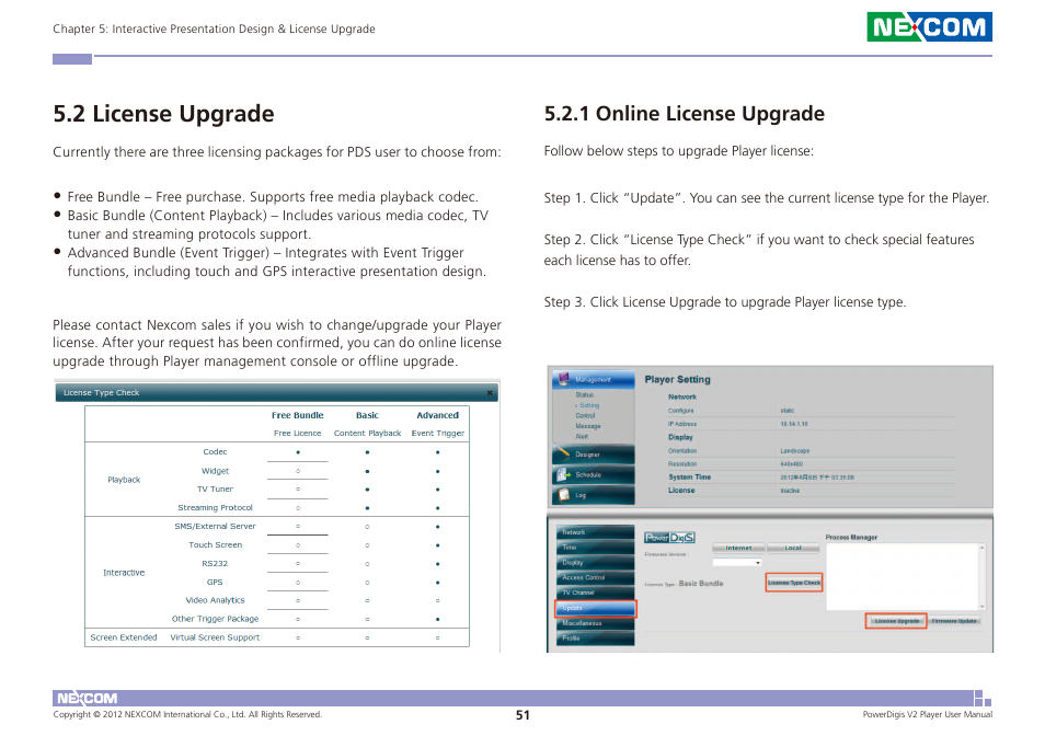 2 license upgrade, 1 online license upgrade | NEXCOM PDSP 0811 User Manual | Page 54 / 55