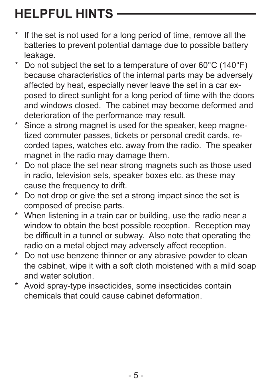 Helpful hints | COBY CX-CB91 User Manual | Page 5 / 6